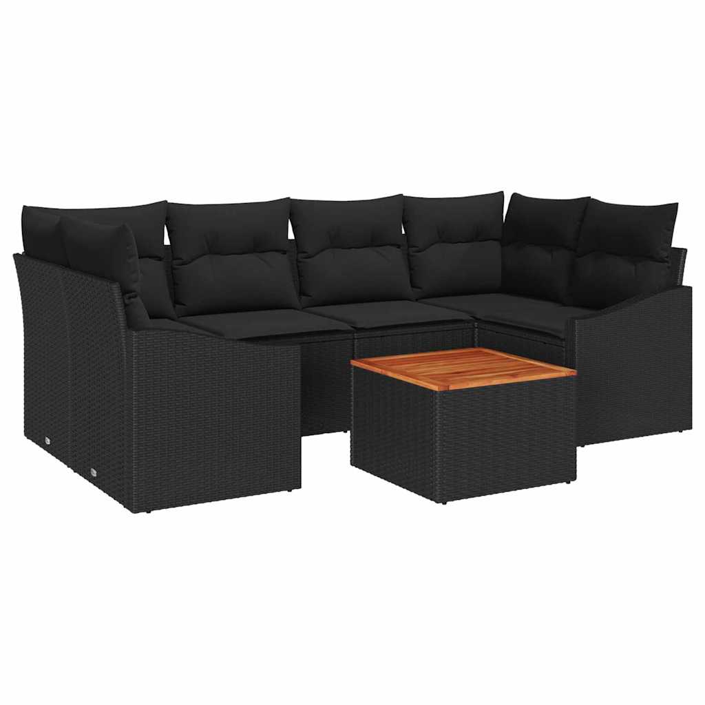 Tuinbankenset met opslag 7 pcs Zwart poly rattan is nu te koop bij PeponiXL, paradijselijk wonen!