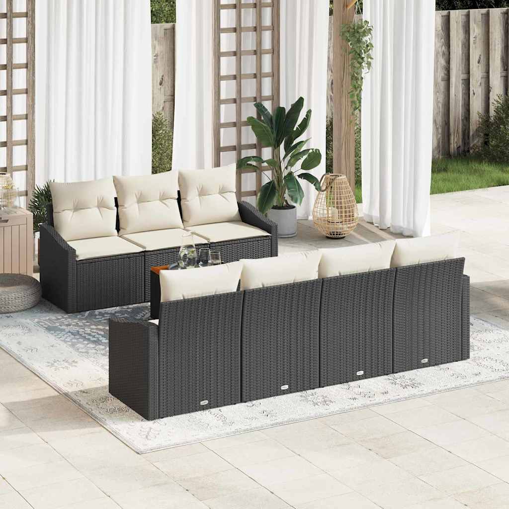 Tuinbankenset met opslag 8 pcs Zwart en Crème poly rattan is nu te koop bij PeponiXL, paradijselijk wonen!