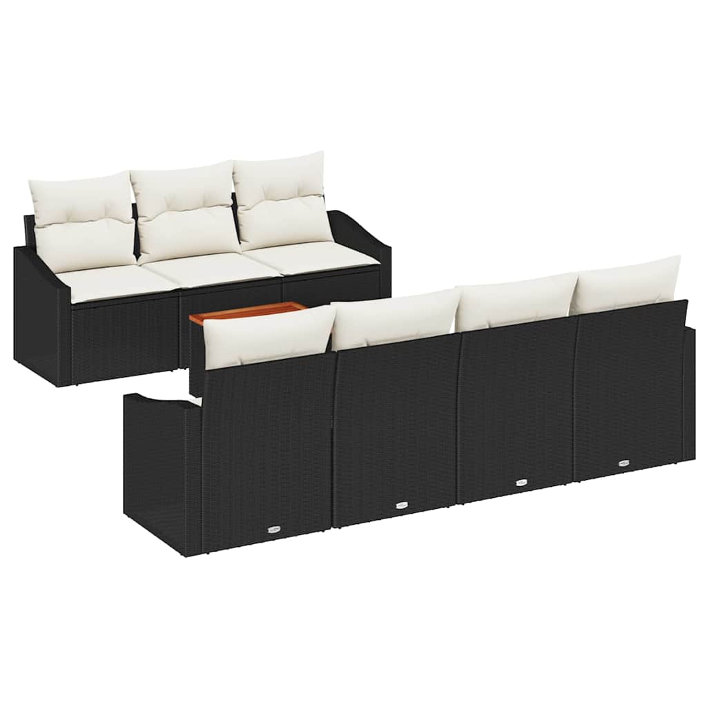 Tuinbankenset met opslag 8 pcs Zwart en Crème poly rattan is nu te koop bij PeponiXL, paradijselijk wonen!