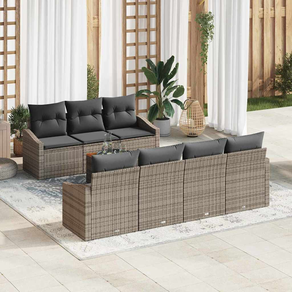 Tuinbankenset met opslag 8 pcs Grijs poly rattan is nu te koop bij PeponiXL, paradijselijk wonen!