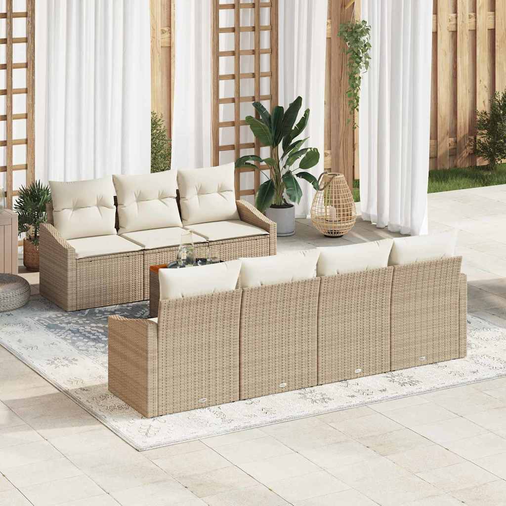 Tuinbankenset met opslag 8 pcs Beige en Crème poly rattan is nu te koop bij PeponiXL, paradijselijk wonen!