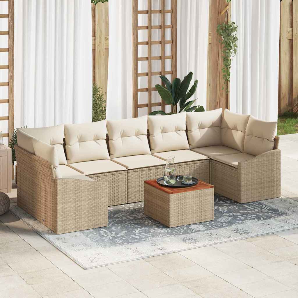 Tuinbankenset met opslag 8 pcs Beige en Crème poly rattan is nu te koop bij PeponiXL, paradijselijk wonen!