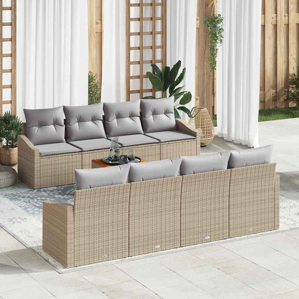 Tuinbankenset met opslag 9 pcs Beige en Licht Grijs poly rattan is nu te koop bij PeponiXL, paradijselijk wonen!