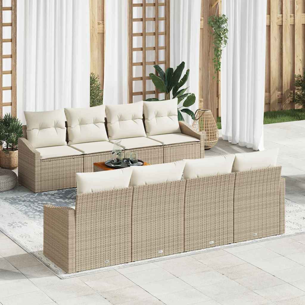 Tuinbankenset met opslag 9 pcs Beige en Crème poly rattan is nu te koop bij PeponiXL, paradijselijk wonen!