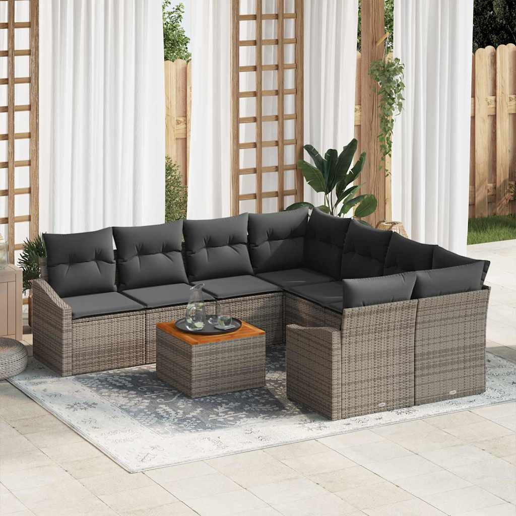 Tuinbankenset met opslag 9 pcs Grijs poly rattan is nu te koop bij PeponiXL, paradijselijk wonen!