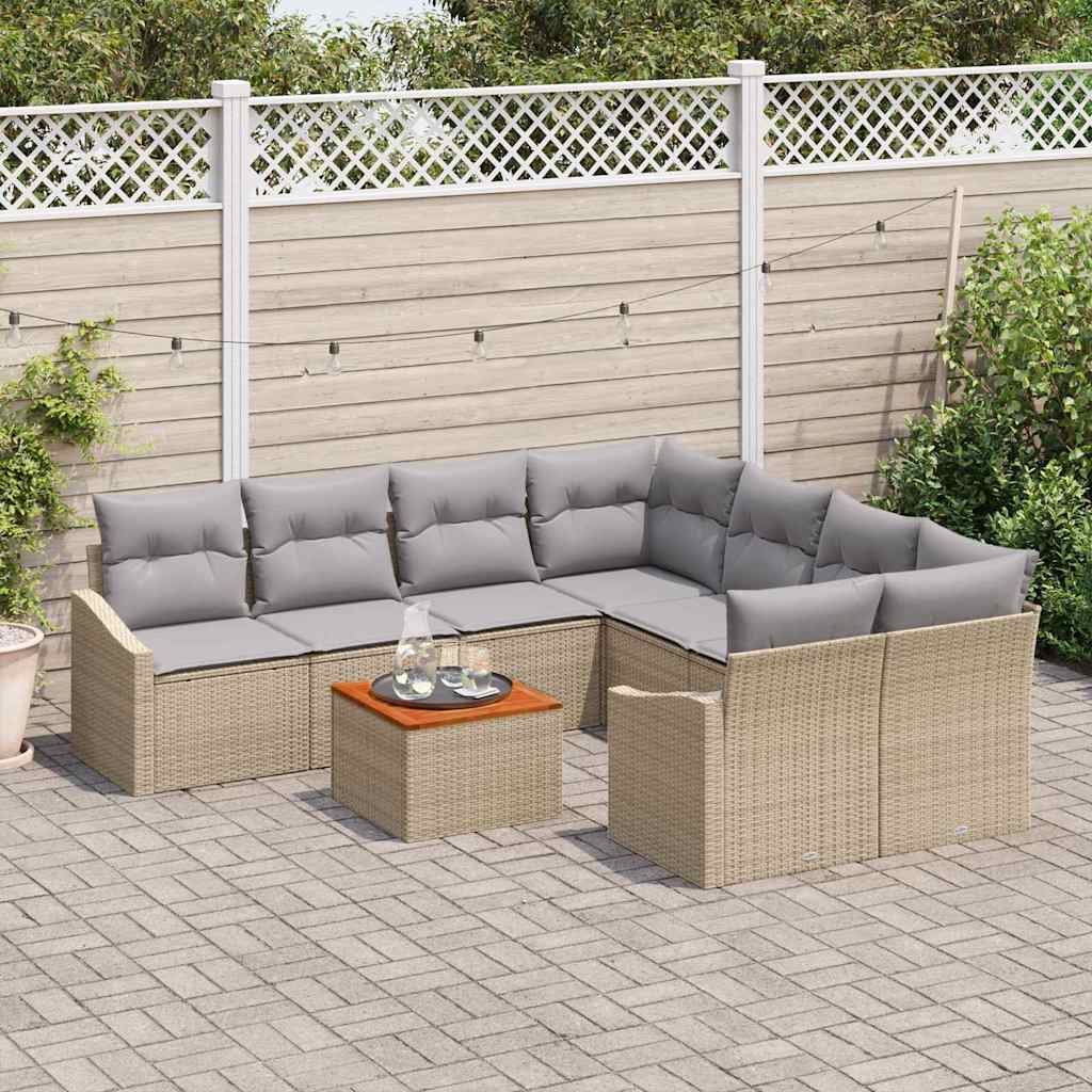 Tuinbankenset met opslag 9 pcs Beige en Licht Grijs poly rattan is nu te koop bij PeponiXL, paradijselijk wonen!