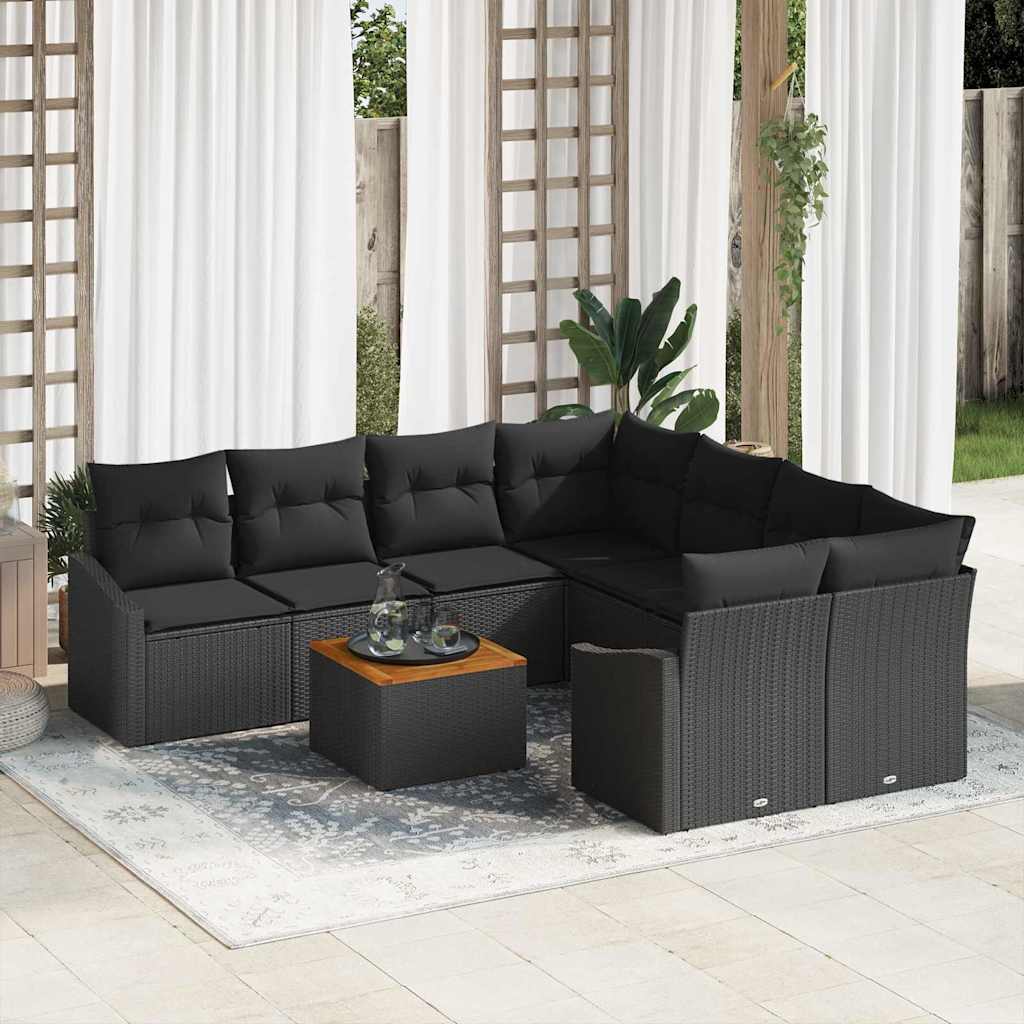 Tuinbankenset met opslag 9 pcs Zwart poly rattan is nu te koop bij PeponiXL, paradijselijk wonen!