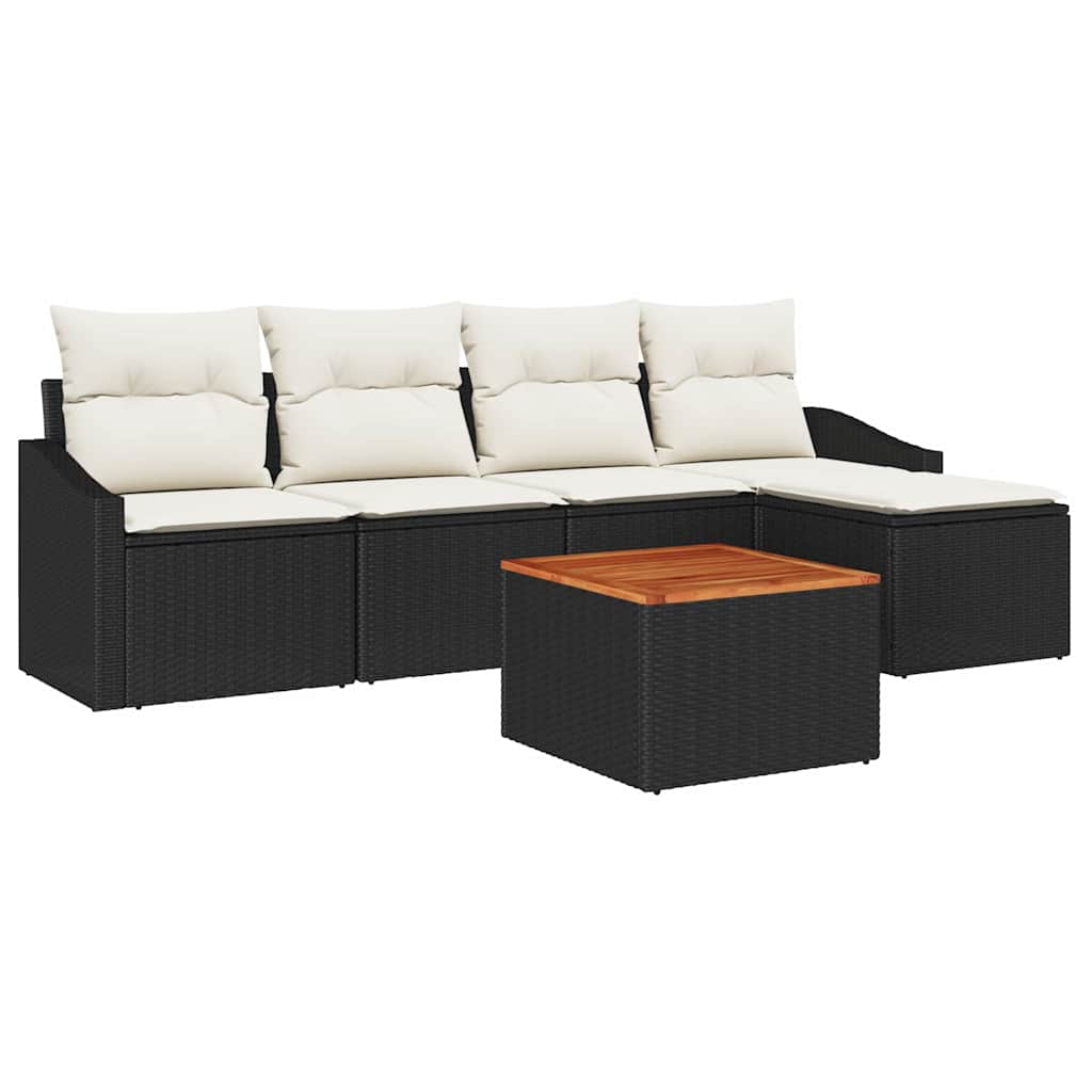 Tuinbankenset met opslag 6 pcs Zwart en Crème poly rattan is nu te koop bij PeponiXL, paradijselijk wonen!