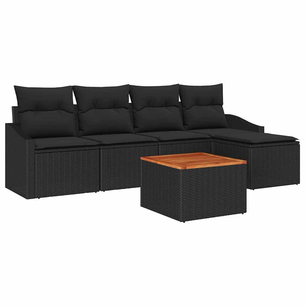Tuinbankenset met opslag 6 pcs Zwart poly rattan is nu te koop bij PeponiXL, paradijselijk wonen!