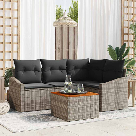 Tuinbankenset met opslag 5 pcs Grijs poly rattan is nu te koop bij PeponiXL, paradijselijk wonen!
