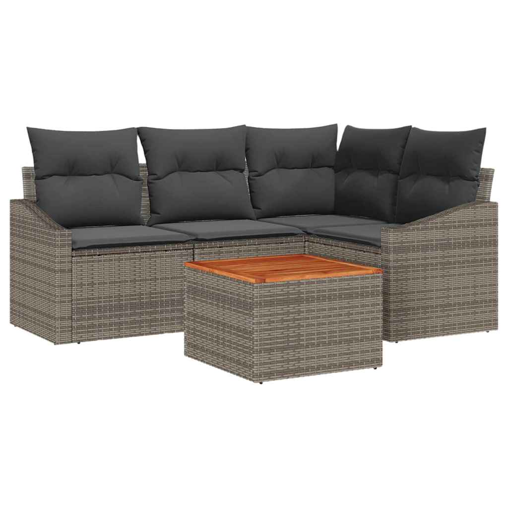 Tuinbankenset met opslag 5 pcs Grijs poly rattan is nu te koop bij PeponiXL, paradijselijk wonen!