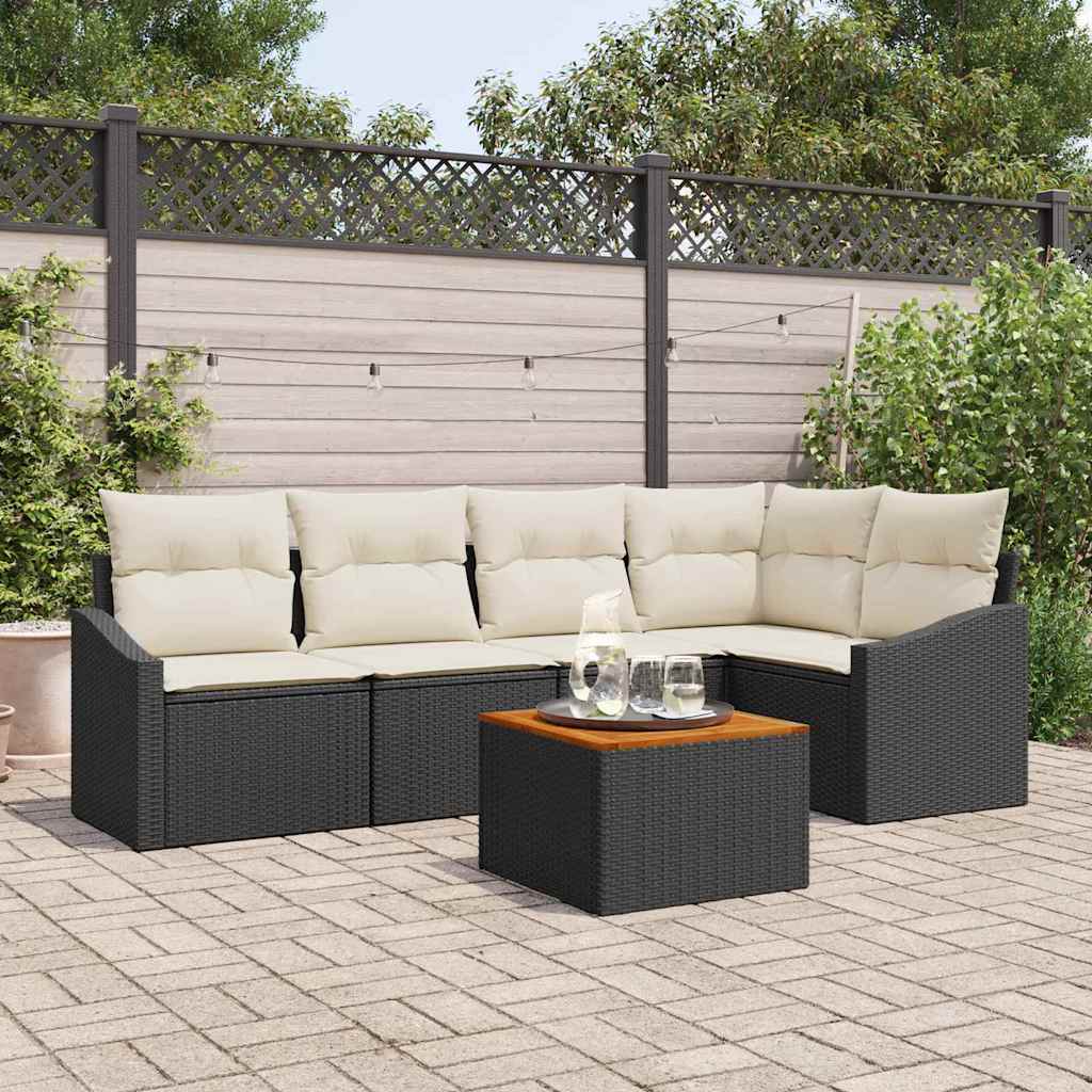 Tuinbankenset met opslag 6 pcs Zwart en Crème poly rattan is nu te koop bij PeponiXL, paradijselijk wonen!