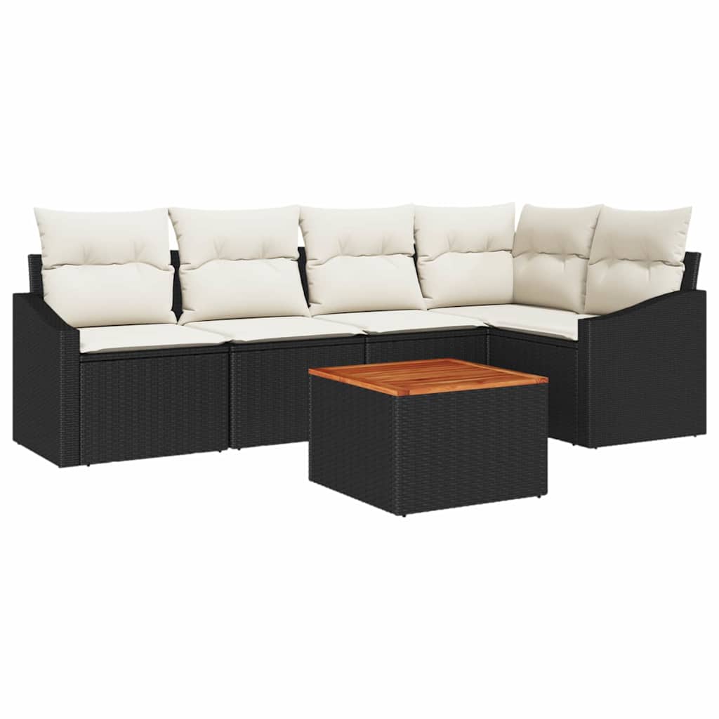 Tuinbankenset met opslag 6 pcs Zwart en Crème poly rattan is nu te koop bij PeponiXL, paradijselijk wonen!