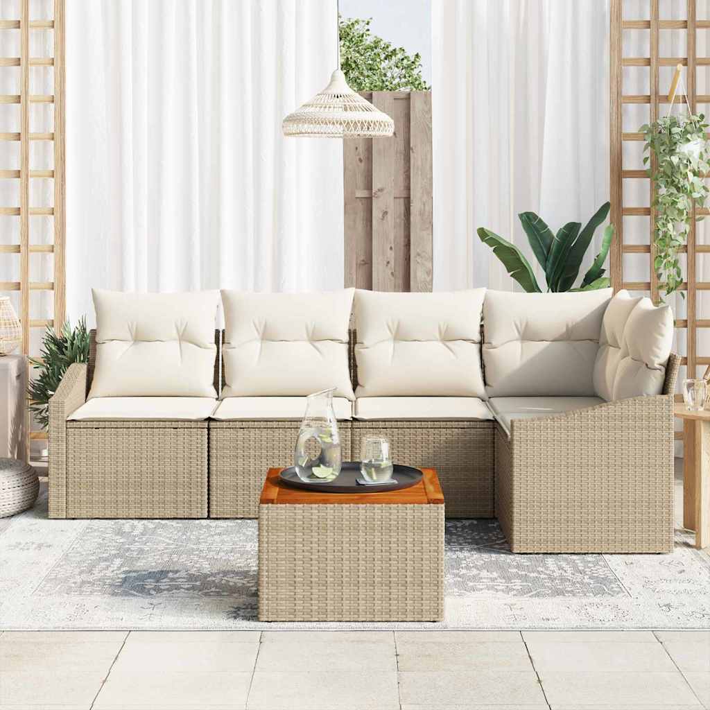 Tuinbankenset met opslag 6 pcs Beige en Crème poly rattan is nu te koop bij PeponiXL, paradijselijk wonen!