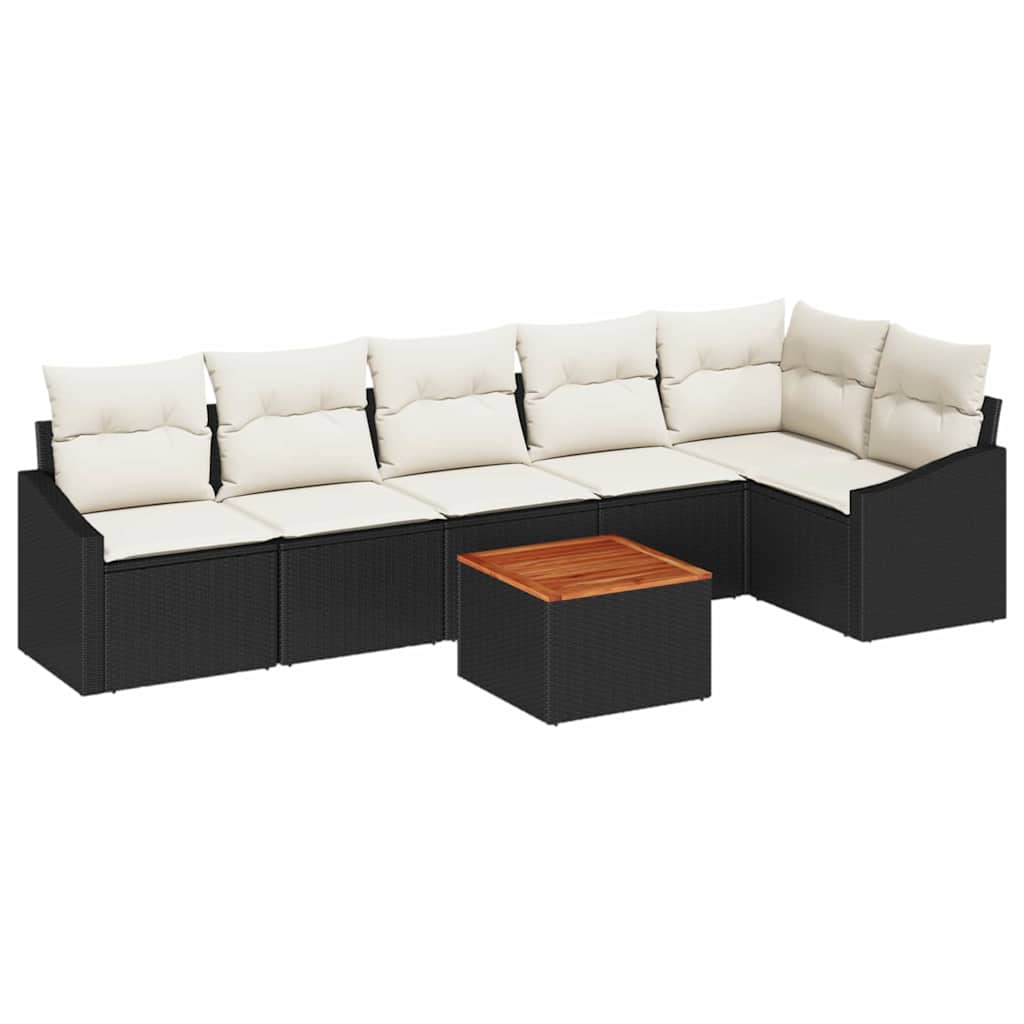 Tuinbankenset met opslag 7 pcs Zwart en Crème poly rattan is nu te koop bij PeponiXL, paradijselijk wonen!