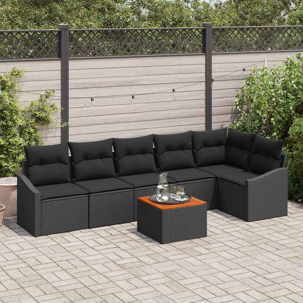 Tuinbankenset met opslag 7 pcs Zwart poly rattan is nu te koop bij PeponiXL, paradijselijk wonen!