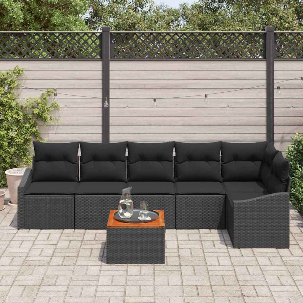 Tuinbankenset met opslag 7 pcs Zwart poly rattan is nu te koop bij PeponiXL, paradijselijk wonen!