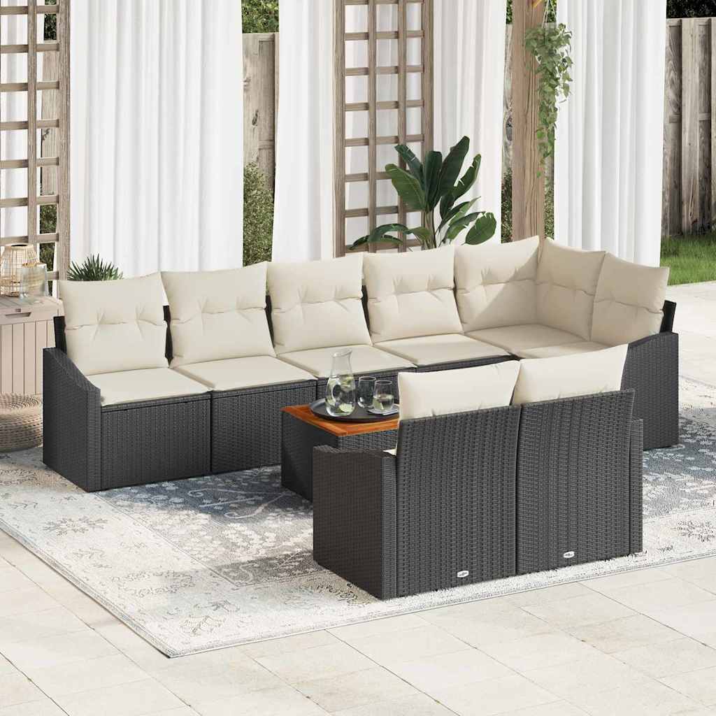 Tuinbankenset met opslag 9 pcs Zwart en Crème poly rattan is nu te koop bij PeponiXL, paradijselijk wonen!