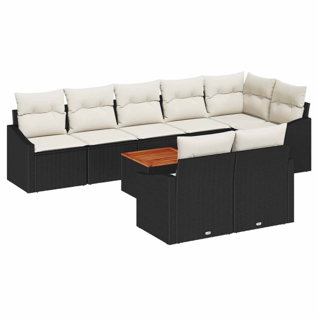 Tuinbankenset met opslag 9 pcs Zwart en Crème poly rattan is nu te koop bij PeponiXL, paradijselijk wonen!
