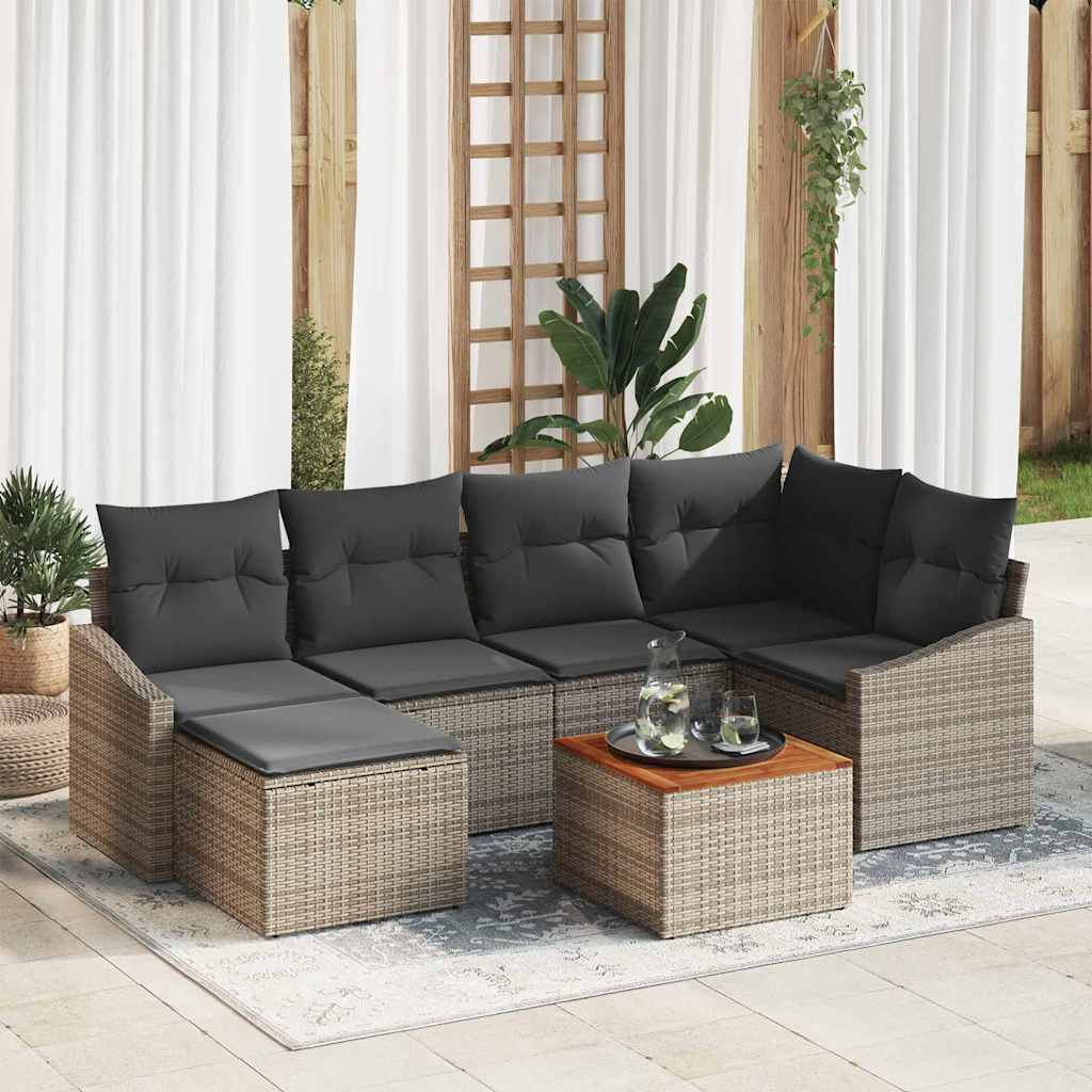 Tuinbankenset met opslag 7 pcs Grijs poly rattan is nu te koop bij PeponiXL, paradijselijk wonen!