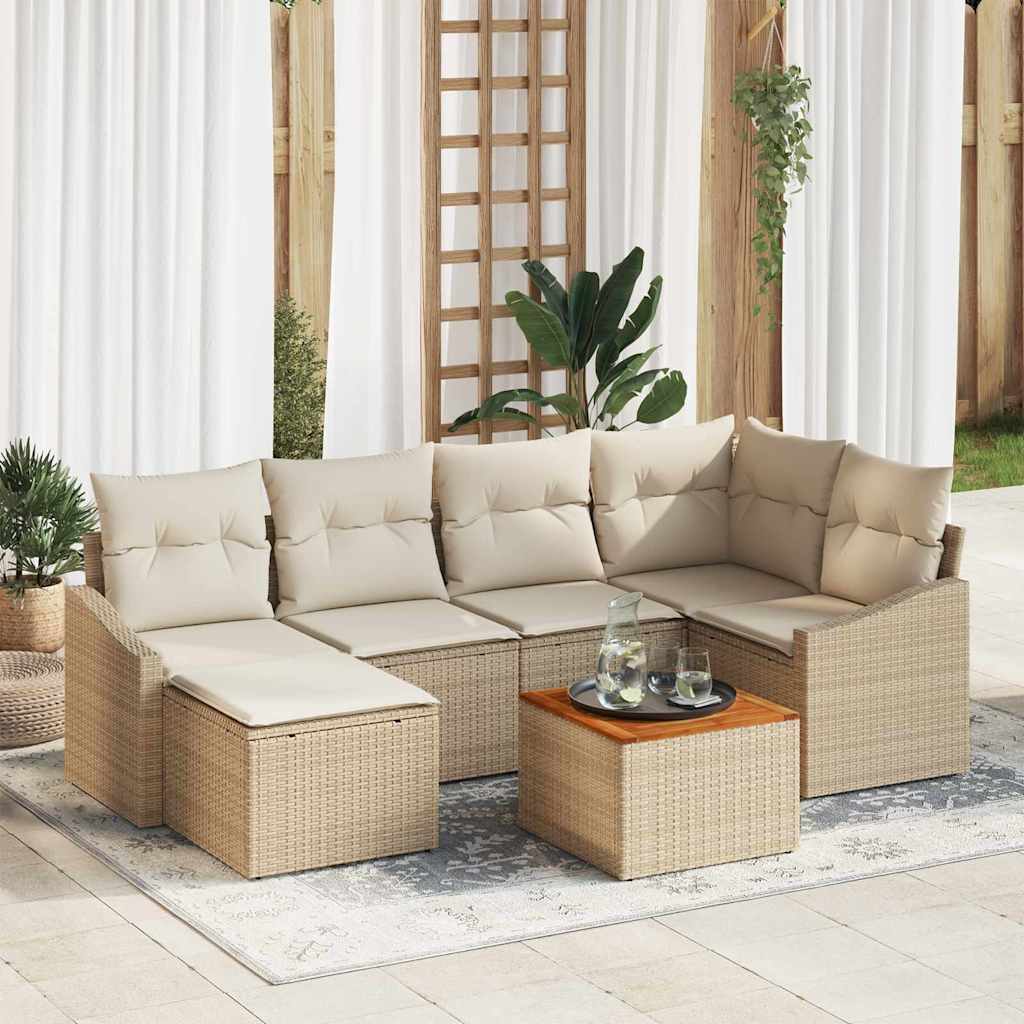 Tuinbankenset met opslag 7 pcs Beige en Crème poly rattan is nu te koop bij PeponiXL, paradijselijk wonen!