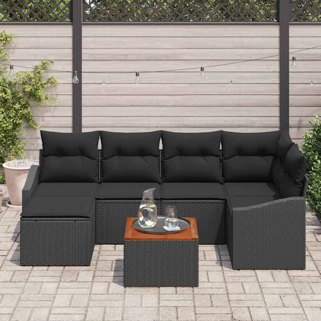 Tuinbankenset met opslag 7 pcs Zwart poly rattan is nu te koop bij PeponiXL, paradijselijk wonen!