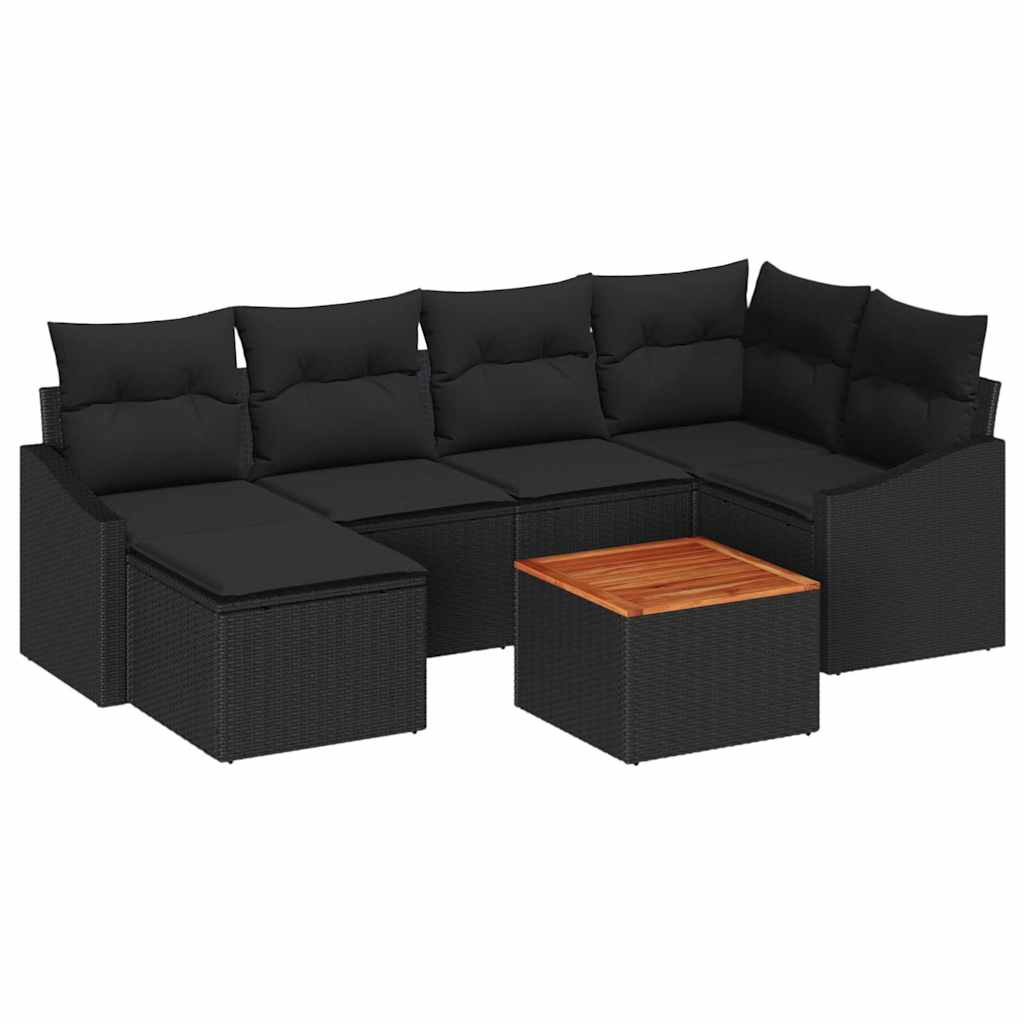 Tuinbankenset met opslag 7 pcs Zwart poly rattan is nu te koop bij PeponiXL, paradijselijk wonen!