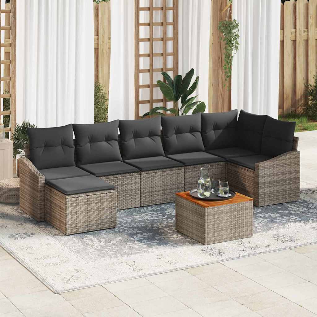 Tuinbankenset met opslag 8 pcs Grijs poly rattan is nu te koop bij PeponiXL, paradijselijk wonen!