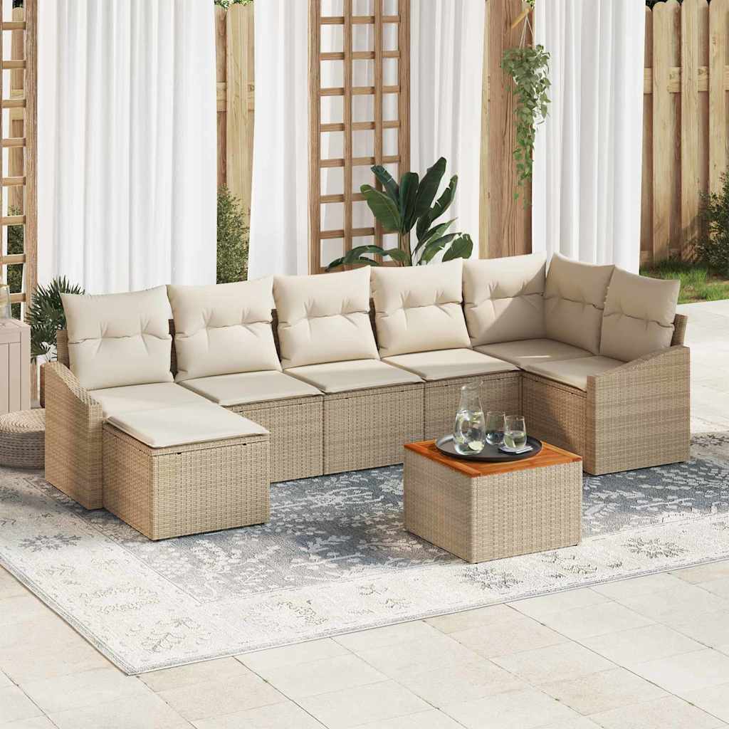 Tuinbankenset met opslag 8 pcs Beige en Crème poly rattan is nu te koop bij PeponiXL, paradijselijk wonen!