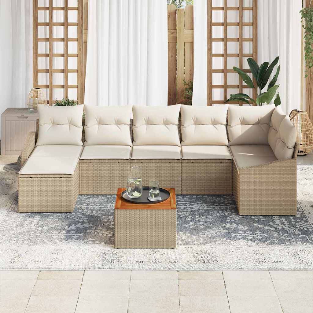 Tuinbankenset met opslag 8 pcs Beige en Crème poly rattan is nu te koop bij PeponiXL, paradijselijk wonen!