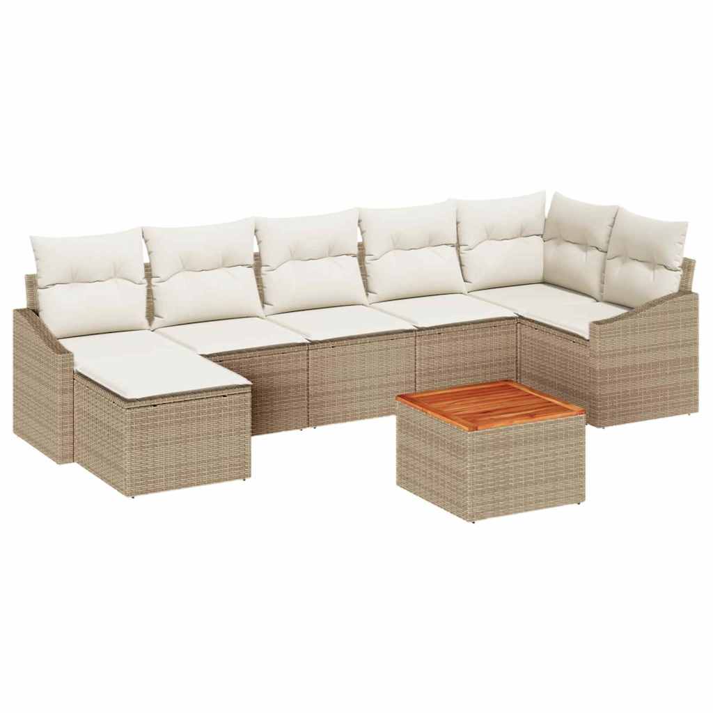 Tuinbankenset met opslag 8 pcs Beige en Crème poly rattan is nu te koop bij PeponiXL, paradijselijk wonen!