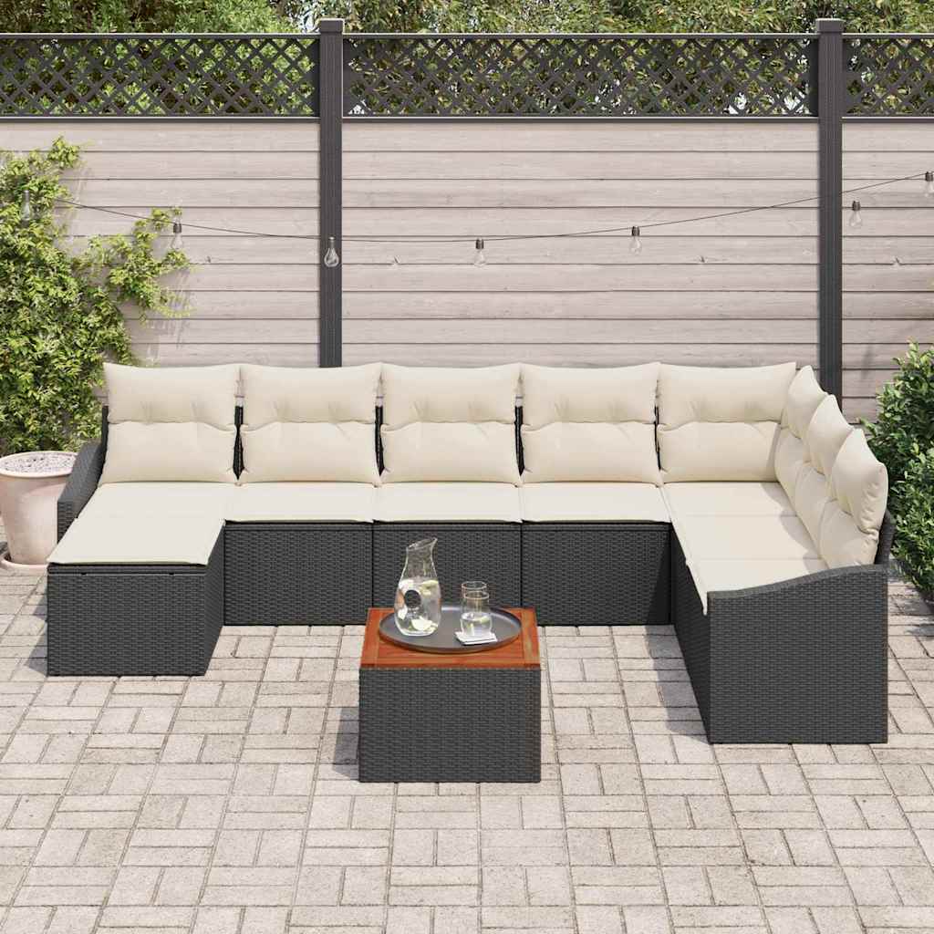 Tuinbankenset met opslag 9 pcs Zwart en Crème poly rattan is nu te koop bij PeponiXL, paradijselijk wonen!