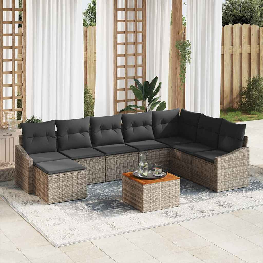 Tuinbankenset met opslag 9 pcs Grijs poly rattan is nu te koop bij PeponiXL, paradijselijk wonen!