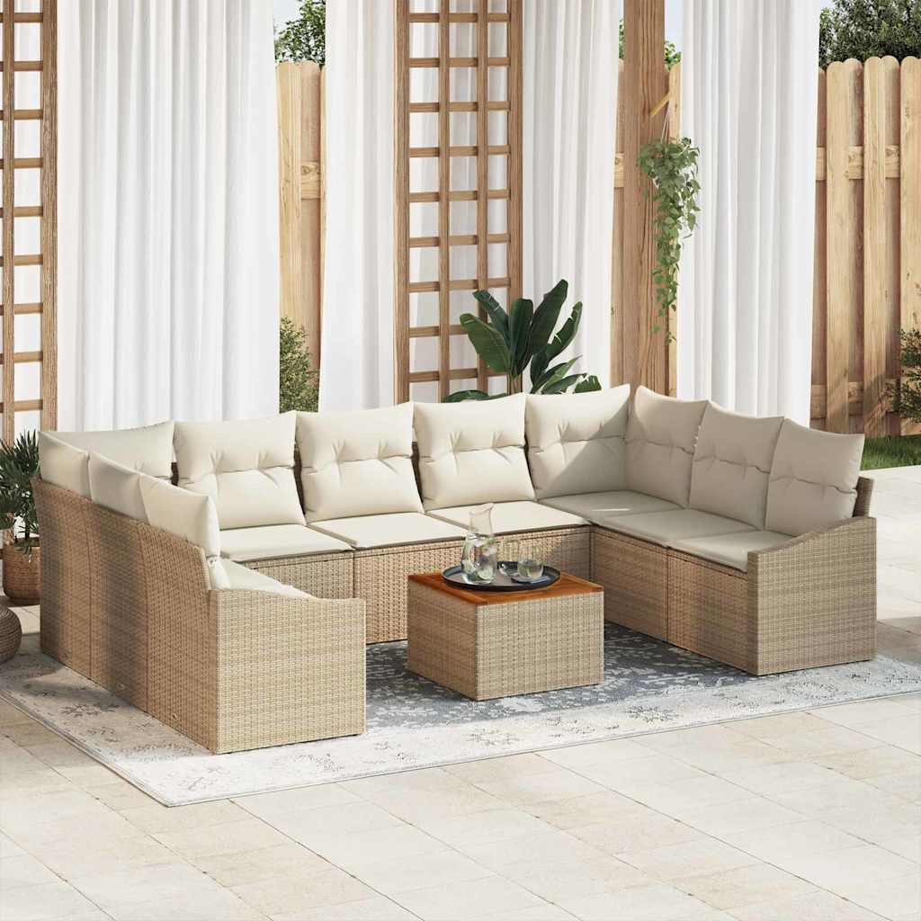 Tuinbankenset met opslag 10 pcs Beige en Crème poly rattan is nu te koop bij PeponiXL, paradijselijk wonen!