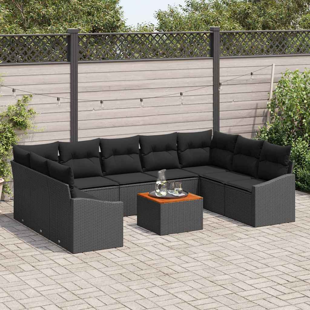 Tuinbankenset met opslag 10 pcs Zwart poly rattan is nu te koop bij PeponiXL, paradijselijk wonen!