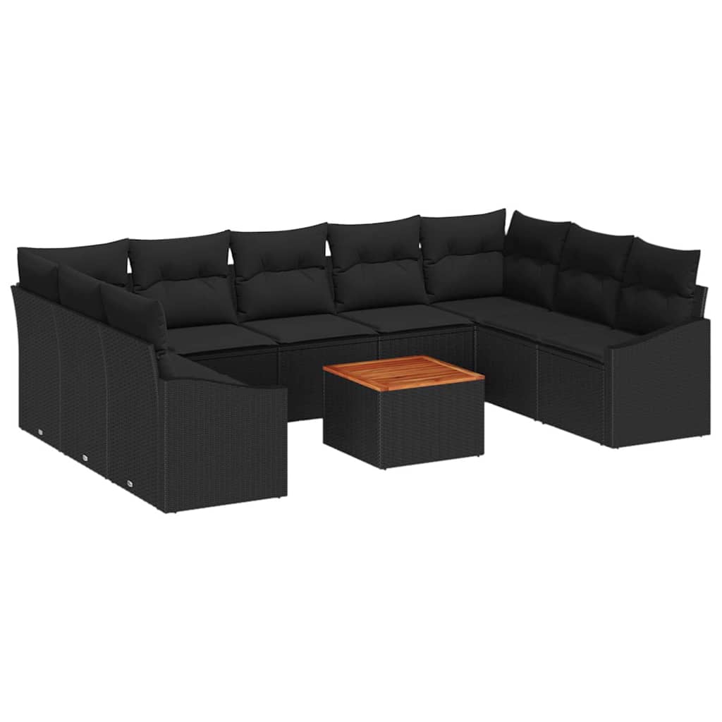 Tuinbankenset met opslag 10 pcs Zwart poly rattan is nu te koop bij PeponiXL, paradijselijk wonen!