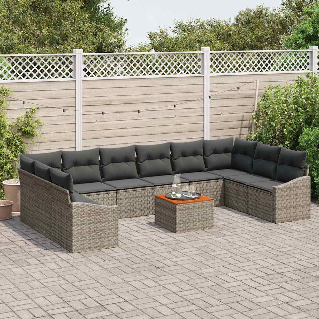 Tuinbankenset met opslag 11 pcs Grijs poly rattan is nu te koop bij PeponiXL, paradijselijk wonen!