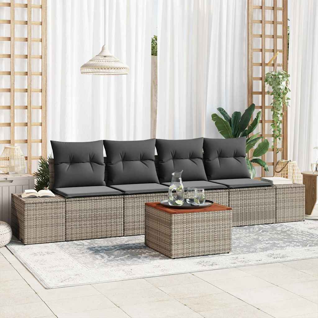 Tuinbankenset met opslag 5 pcs Grijs poly rattan is nu te koop bij PeponiXL, paradijselijk wonen!