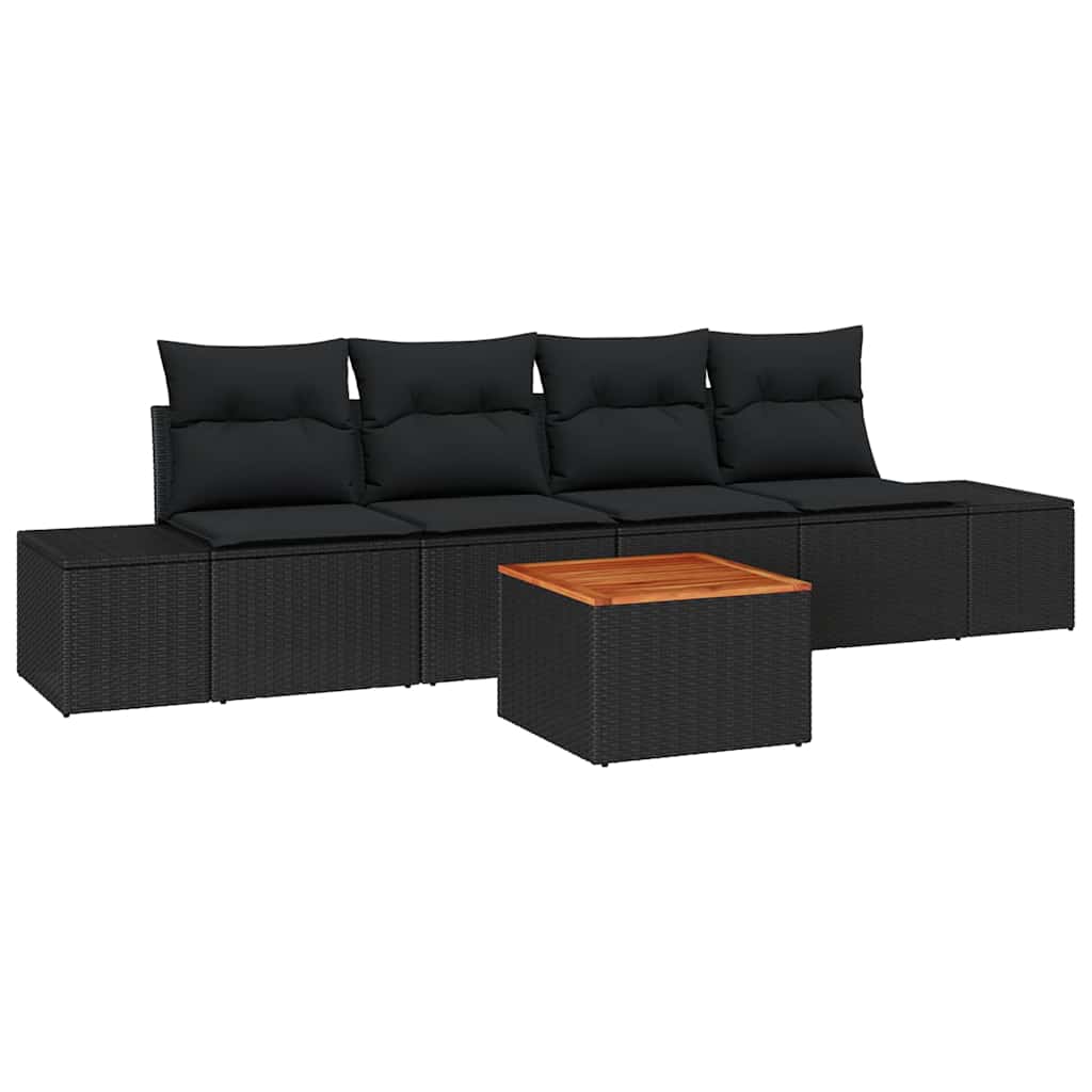 Tuinbankenset met opslag 5 pcs Zwart poly rattan is nu te koop bij PeponiXL, paradijselijk wonen!
