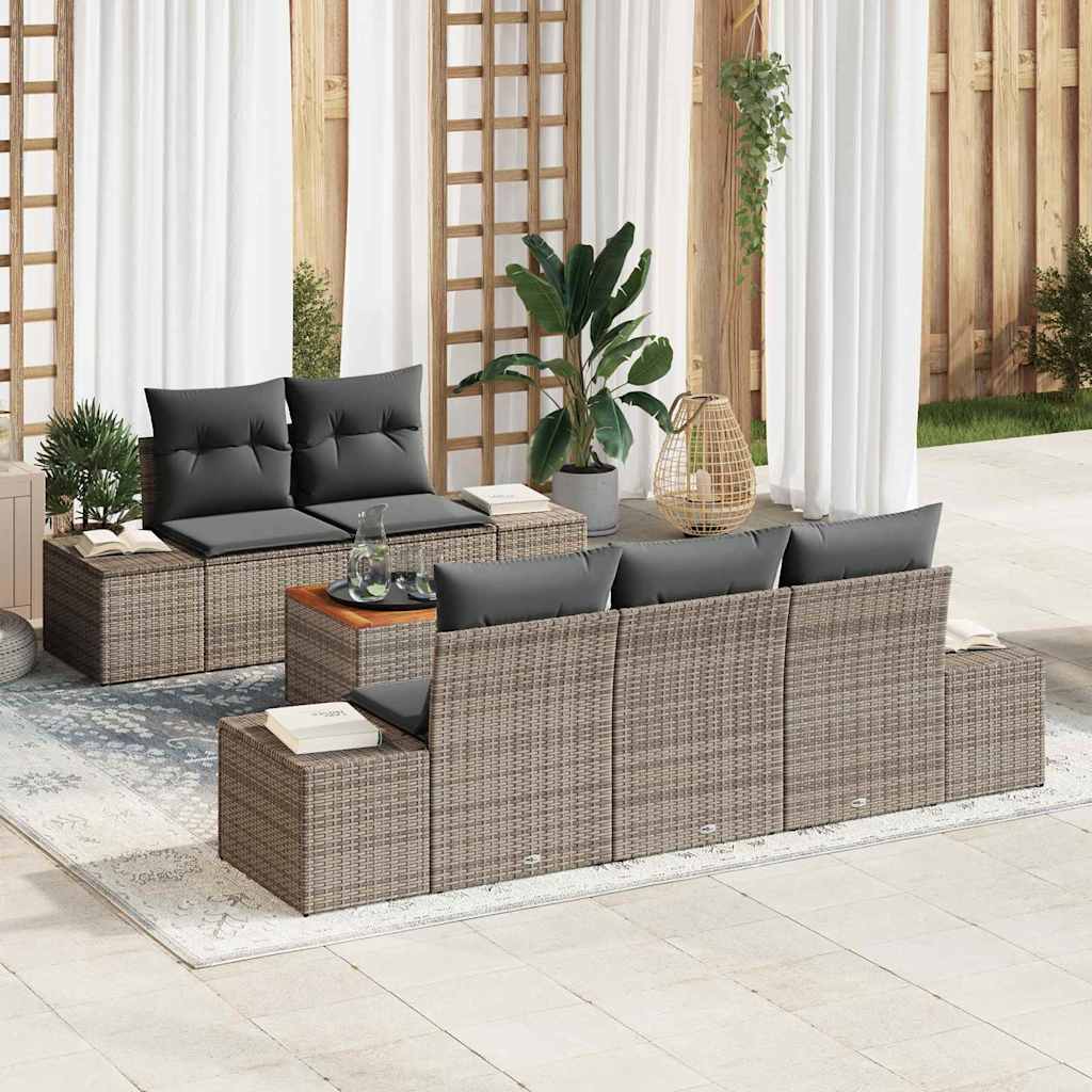 Tuinbankenset met opslag 6 pcs Grijs poly rattan is nu te koop bij PeponiXL, paradijselijk wonen!