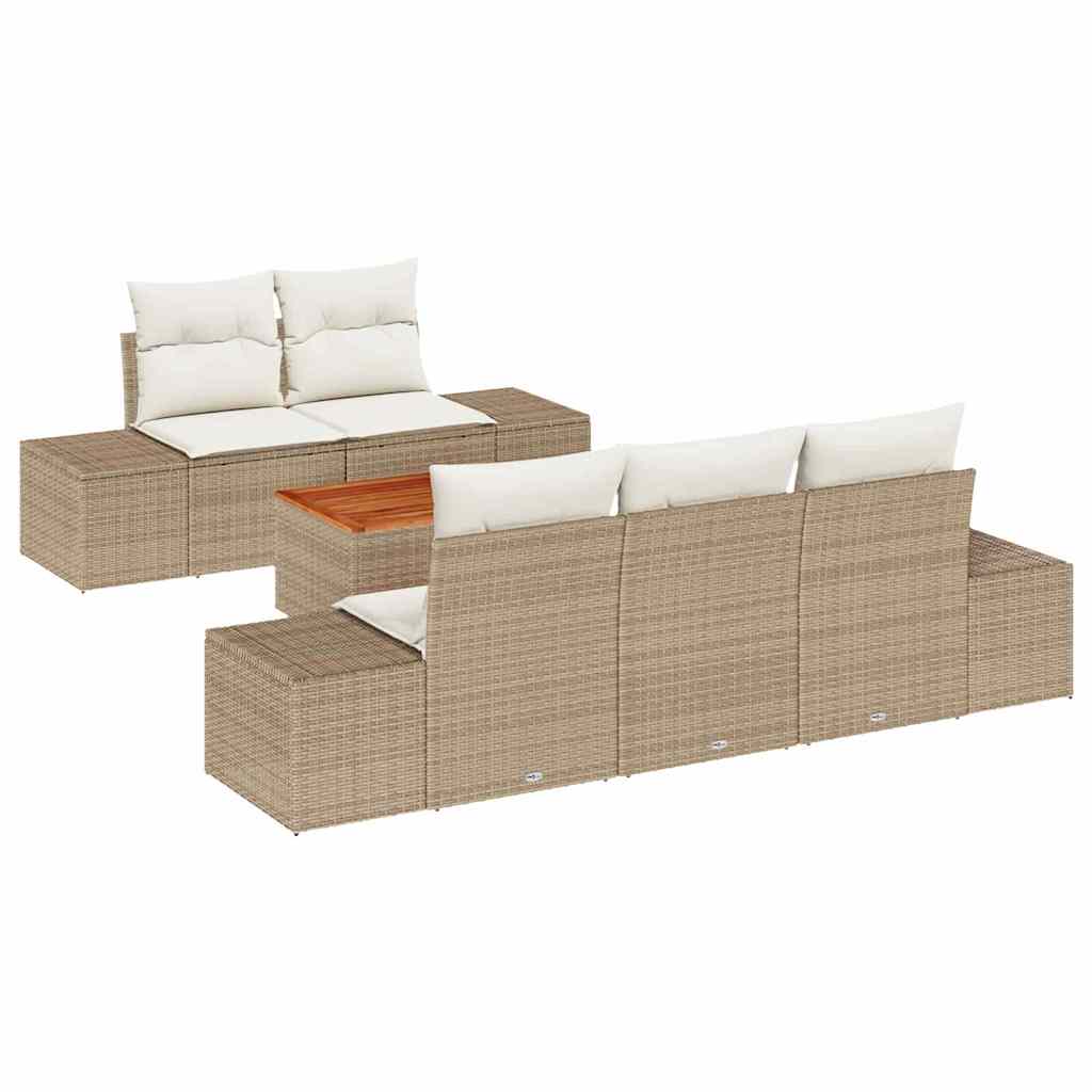 Tuinbankenset met opslag 6 pcs Beige en Crème poly rattan is nu te koop bij PeponiXL, paradijselijk wonen!
