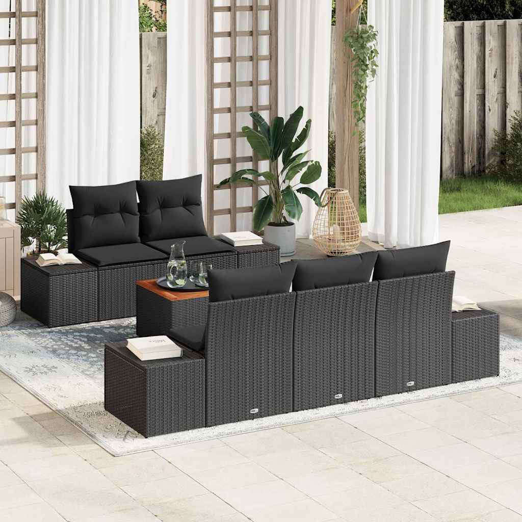 Tuinbankenset met opslag 6 pcs Zwart poly rattan is nu te koop bij PeponiXL, paradijselijk wonen!
