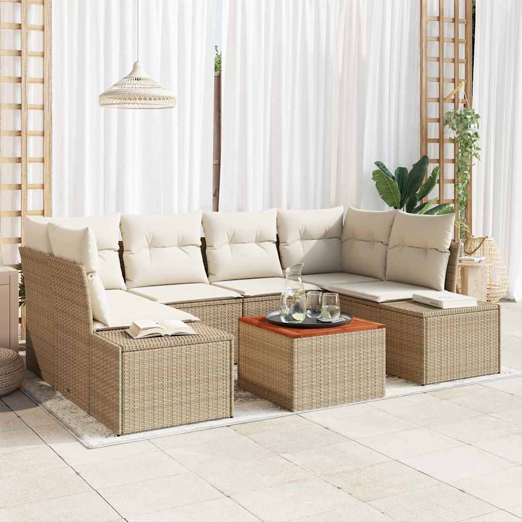 Tuinbankenset met opslag 7 pcs Beige en Crème poly rattan is nu te koop bij PeponiXL, paradijselijk wonen!