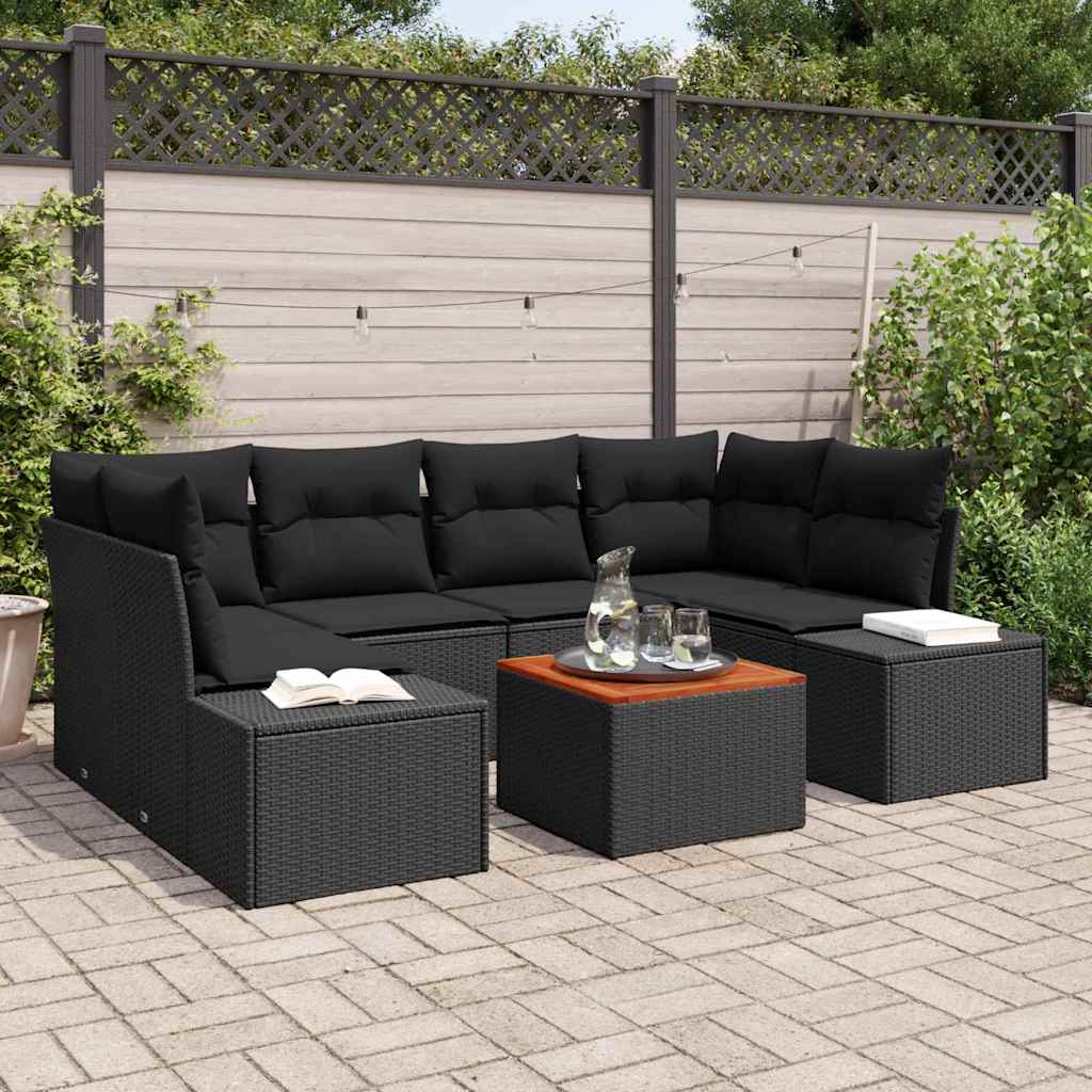 Tuinbankenset met opslag 7 pcs Zwart poly rattan is nu te koop bij PeponiXL, paradijselijk wonen!