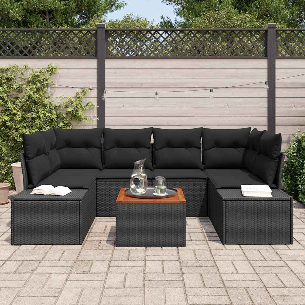 Tuinbankenset met opslag 7 pcs Zwart poly rattan is nu te koop bij PeponiXL, paradijselijk wonen!