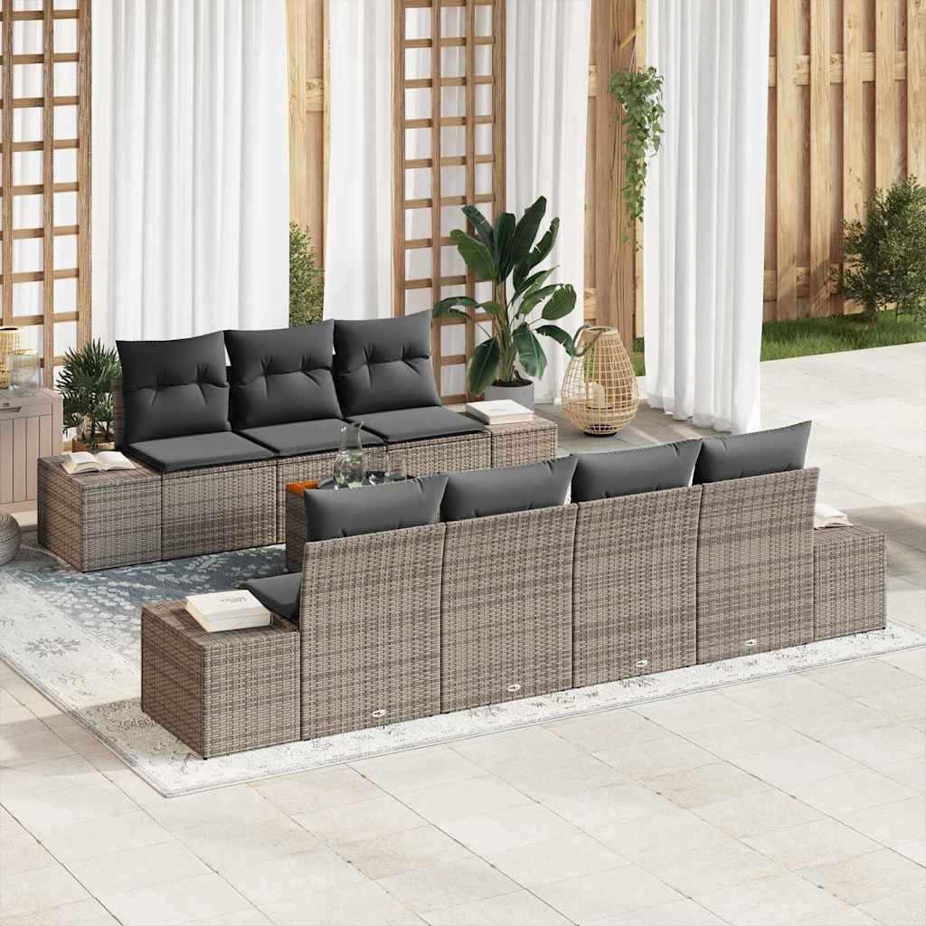 Tuinbankenset met opslag 8 pcs Grijs poly rattan is nu te koop bij PeponiXL, paradijselijk wonen!