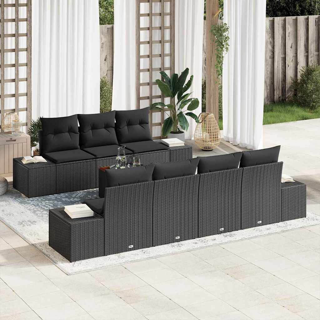 Tuinbankenset met opslag 8 pcs Zwart poly rattan is nu te koop bij PeponiXL, paradijselijk wonen!