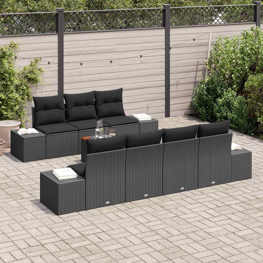 Tuinbankenset met opslag 8 pcs Zwart poly rattan is nu te koop bij PeponiXL, paradijselijk wonen!