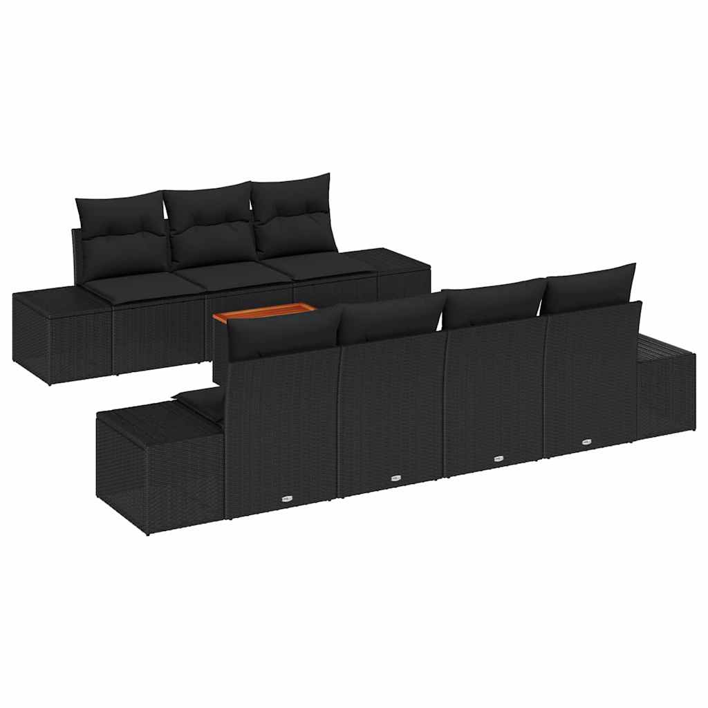Tuinbankenset met opslag 8 pcs Zwart poly rattan is nu te koop bij PeponiXL, paradijselijk wonen!