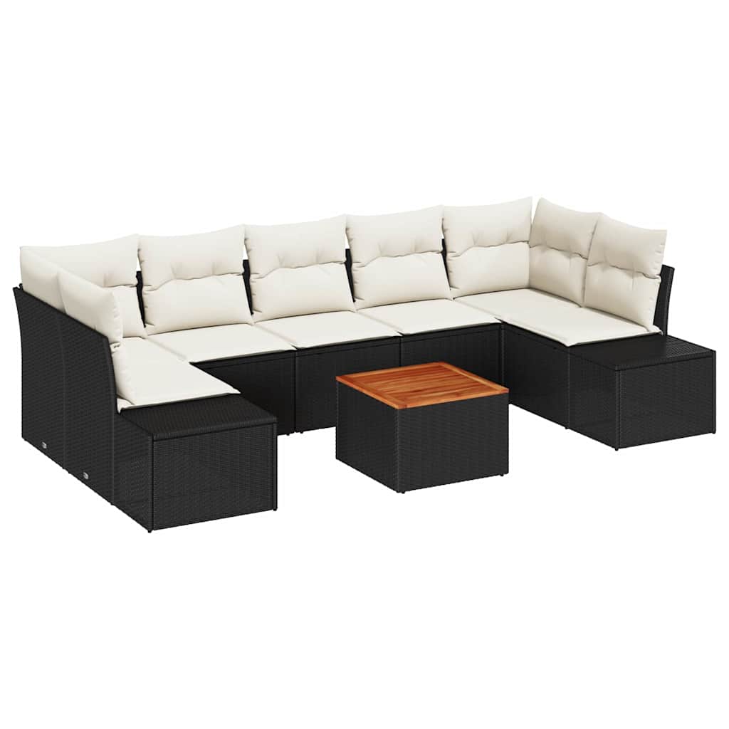 Tuinbankenset met opslag 8 pcs Zwart en Crème poly rattan is nu te koop bij PeponiXL, paradijselijk wonen!